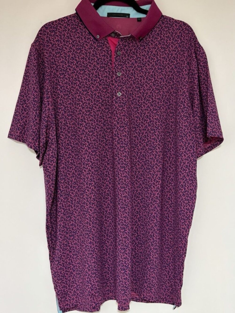 Greyson Men’s Pink And Blue Coral Print Short Sleeve Golf Polo Size XL NWOT